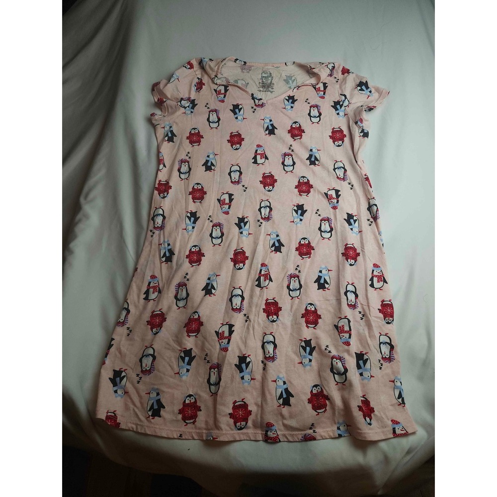 Secret Treasures Womens Pink Penguin Nightgown Sleep Shirt Rose Blush S/M 6-10